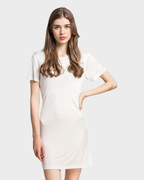 White silk full slip